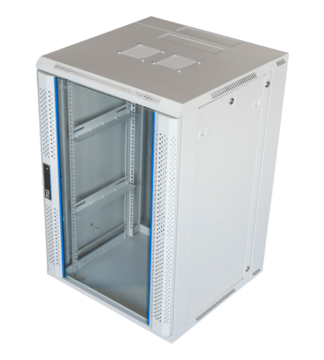 18 HE Serverschrank, wendbares Wandgehäuse, Weiß, mit Metaltür (BxTxH) 600 x 600 x 1000mm