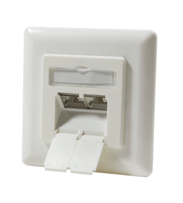 Dose Unterputz Cat. 6a/ Class E zweifach, geschirmt, 2 x RJ45 Elfenbein