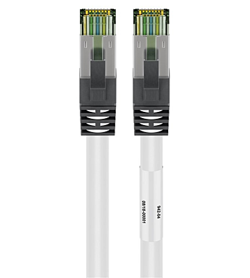 RJ45 Netzwerkkabel S/FTP (PiMF), mit CAT 8 Rohkabel, Weiß, 0,25m