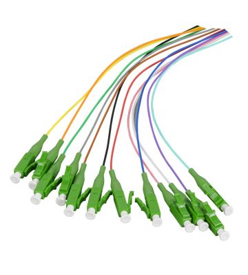 OS2 Glasfaser Pigtail farbiges Set LC/APC - 12 Stück