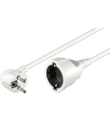 Stromkabel mit Schuko Stecker und Busche – Weiß – 10 Meter - Verlängerung