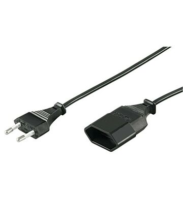 Stromkabel mit Eurostecker und Eurobuchse – Schwarz - 5 Meter