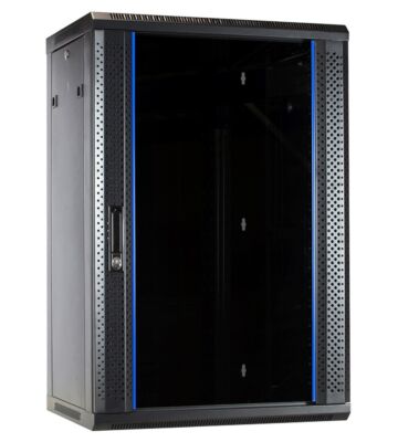 18 HE Serverschrank, Wandgehäuse, mit Glastür (BxTxH) 600 x 450 x 900 mm