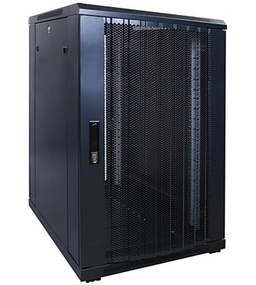18 HE 19” Serverschrank, mit perforierter Fronttür (BxTxH) 600 x 800 x 1000mm