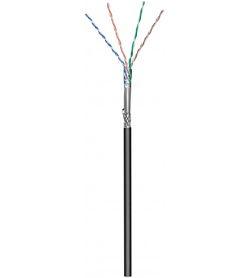 CAT6 SF/UTP 50m outdoor Netzwerkkabel auf Spule gewickelt starrleiter Schwarz CCA
