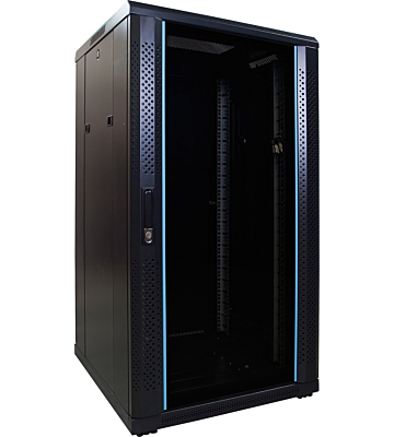 22 HE 19” Serverschrank, mit Glastür (BxTxH) 600 x 600 x 1200mm