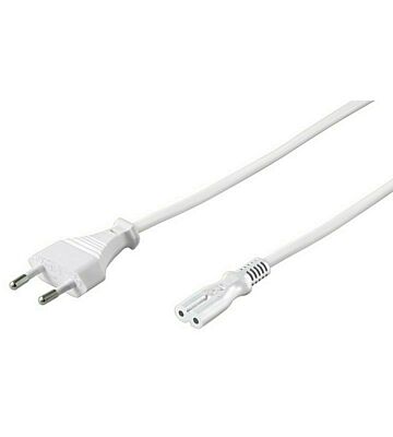 Stromkabel mit Eurostecker und Gerätebuchse C7 – Weiß - 5 Meter