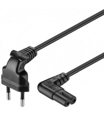 Stromkabel mit abgewinkeltem Eurostecker und Gerätebuchse C7 – Schwarz - 5 Meter 