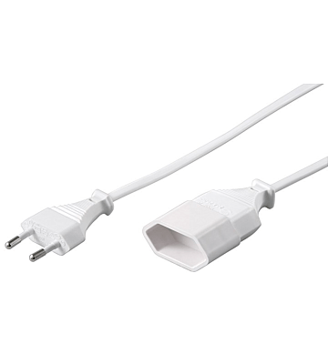 Stromkabel mit Eurostecker und Eurobuchse – Weiß - 5 Meter