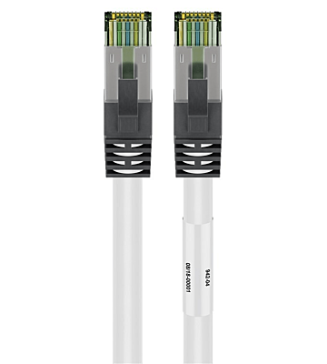 RJ45 Netzwerkkabel S/FTP (PiMF), mit CAT 8 Rohkabel, Weiß, 2m