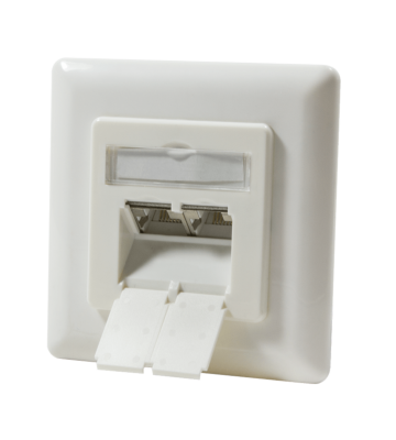 Dose Unterputz Cat. 6/ Class E zweifach, geschirmt, 2 x RJ45 Elfenbein