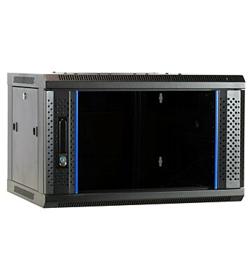 6 HE Serverschrank, Wandgehäuse, mit Glastür (BxTxH) 600 x 450 x 367mm