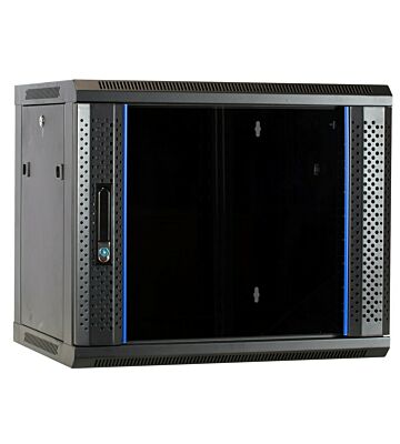 9 HE Serverschrank, Wandgehäuse, mit Glastür (BxTxH) 600 x 450 x 500mm