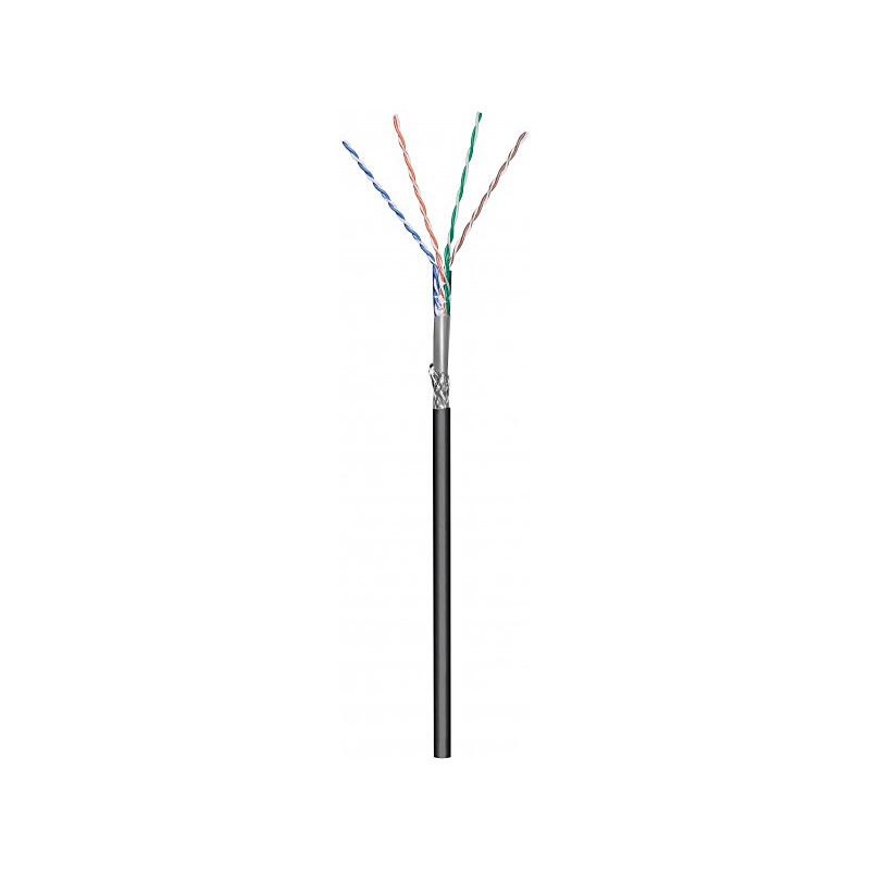 CAT6 Outdoor Netzwerkkabel, SF/UTP, AWG 23/1 (Starrleiter), 305 Meter, Schwarz, CCA