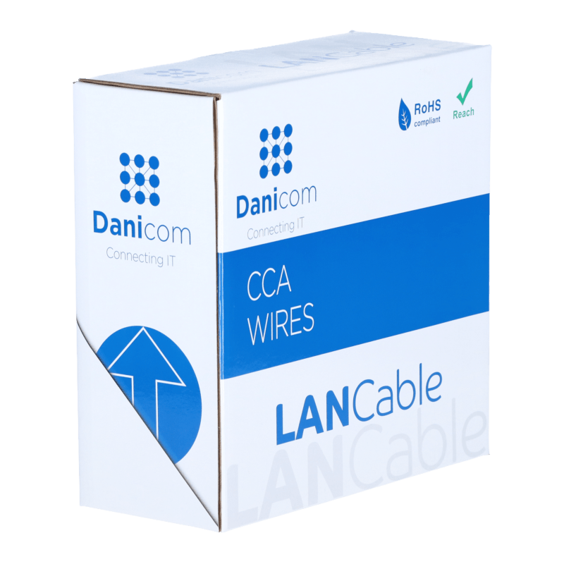 CAT5e F/UTP 50m auf Spule gewicktelt flexibel grau CCA