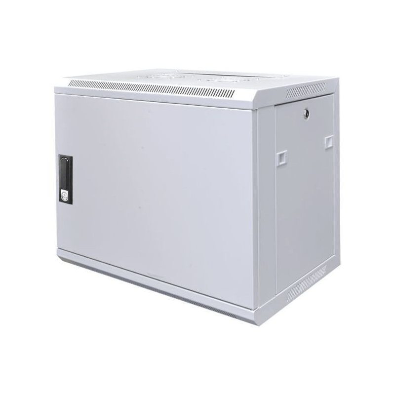 9 HE Serverschrank, Wandgehäuse, Weiß, mit Metaltür (BxTxH) 600 x 450 x 500mm