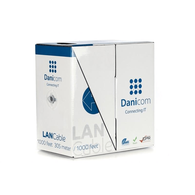 CAT6 Netzwerkkabel, S/FTP, AWG 23/1 (Starrleiter), 305 Meter, Grau, CCA