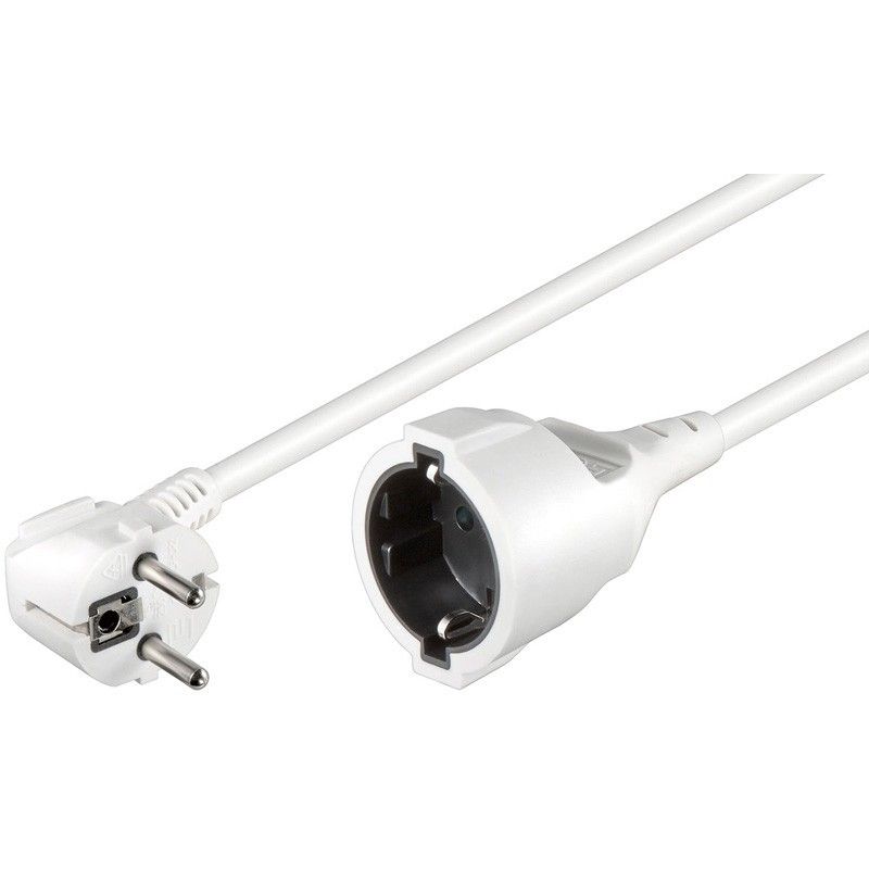 Stromkabel mit Schuko Stecker und Busche – Weiß – 10 Meter - Verlängerung