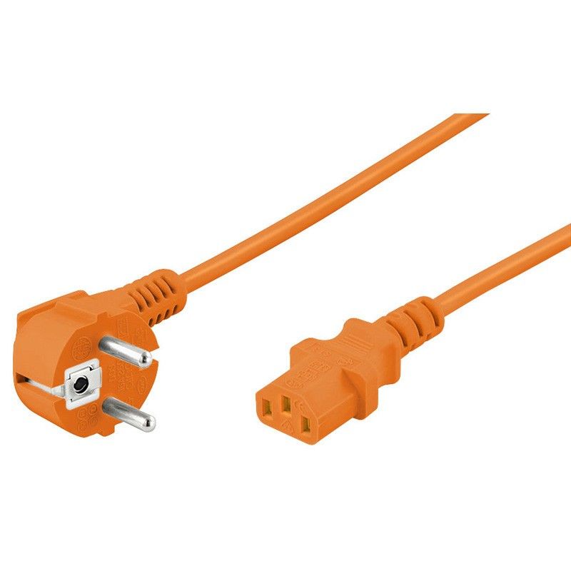 Stromkabel mit Schukostecker und  Gerätebuchse C13 – Orange - 5 Meter