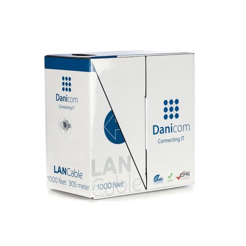 CAT6 Netzwerkkabel, U/UTP, AWG 23/1 (Starrleiter), 305 Meter, Grau, CCA