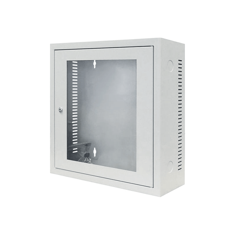 3HE Wandschrank Weiß mit Glastür 185mm tief