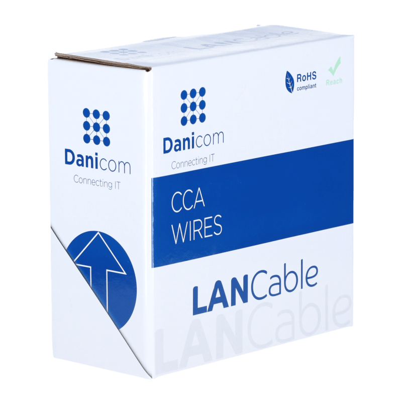 CAT5e F/UTP 50m auf Spule gewickelt starr grau CCA