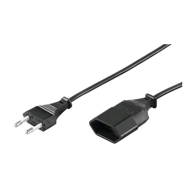 Stromkabel mit Eurostecker und Eurobuchse – Schwarz - 3 Meter