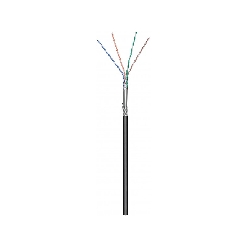 CAT6 SF/UTP 50m outdoor Netzwerkkabel auf Spule gewickelt flexibel Schwarz CCA