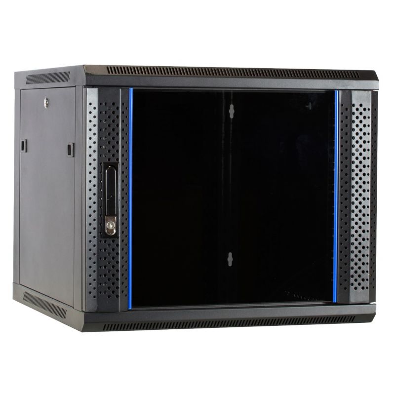 9 HE Serverschrank, 19” Wandgehäuse mit Glastür (BxTxH) 600 x 600 x 501mm