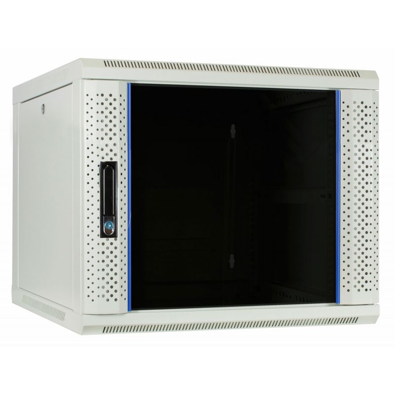 9 HE Serverschrank, Wandgehäuse mit Glastür (BxTxH) 600 x 600 x 500mm