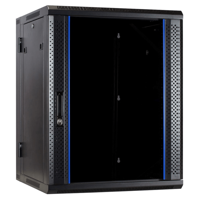 18 HE Serverschrank, wendbares Wandgehäuse mit Glastür (BxTxH) 600 x 600 x 900mm