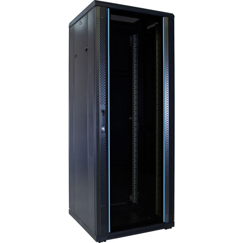 32 HE 19” Serverschrank, mit Glastür (BxTxH) 600 x 600 x 1600mm 