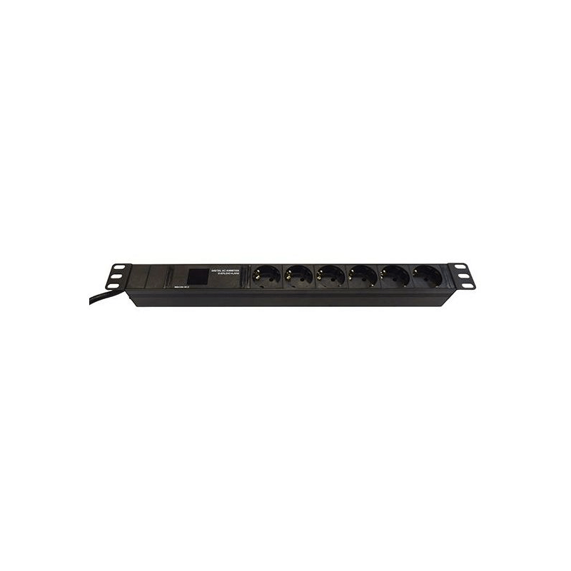 19” Steckdosenleiste - 6-fach schwarz - mit Display