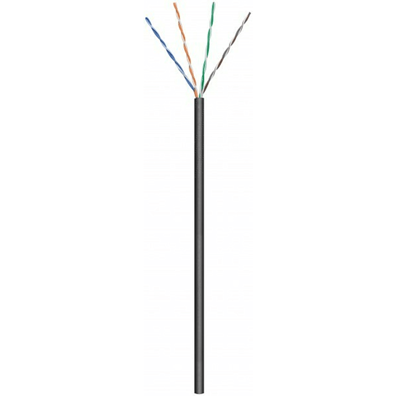 CAT6 Outdoor Netzwerkkabel, U/UTP, AWG 23/1 (Starrleiter), 305 Meter, Schwarz, CCA