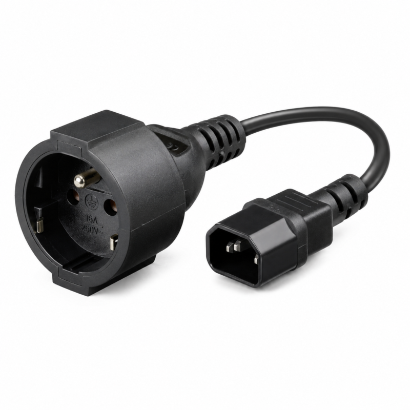 Stromkabel AC-Stecker auf C14 Typ E 0,15 m Adapter – Schutzkontakt