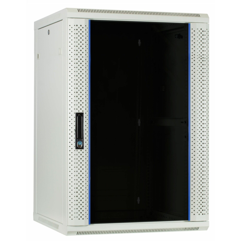 27 HE Serverschrank, Wandgehäuse mit Glastür (BxTxH) 600 x 600 x 1300mm weiß