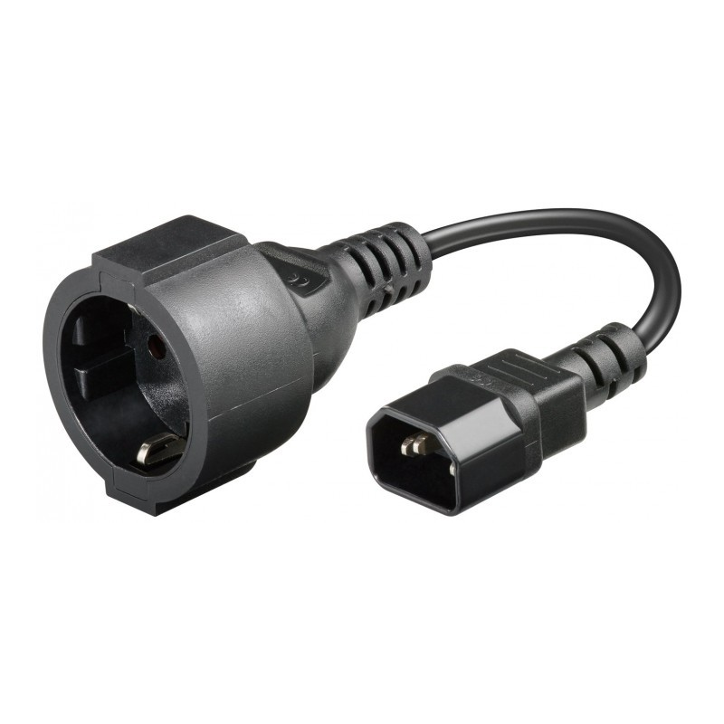 Stromkabel Netz-Adapter AC auf C14 – Schwarz – 0.15 Meter