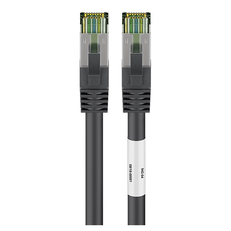 RJ45 Netzwerkkabel S/FTP (PiMF), mit CAT 8 Rohkabel, Schwarz, 5m