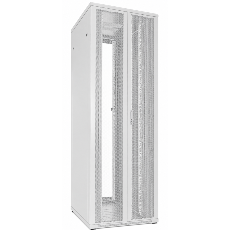 47 HE 19" Serverschrank, mit perforierten Doppelflügeltüren vorne und hinten, Weiß, (BxTxH) 800x1000x2200mm