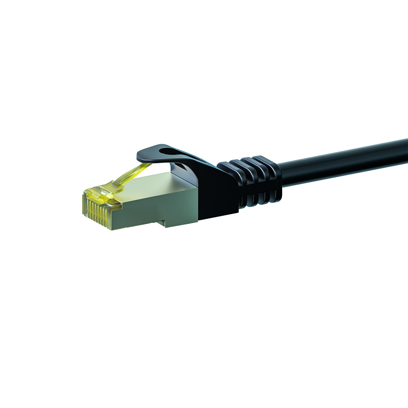 RJ45 Netzwerkkabel S/FTP (PiMF), mit CAT 7 Rohkabel, Schwarz, 0,50m