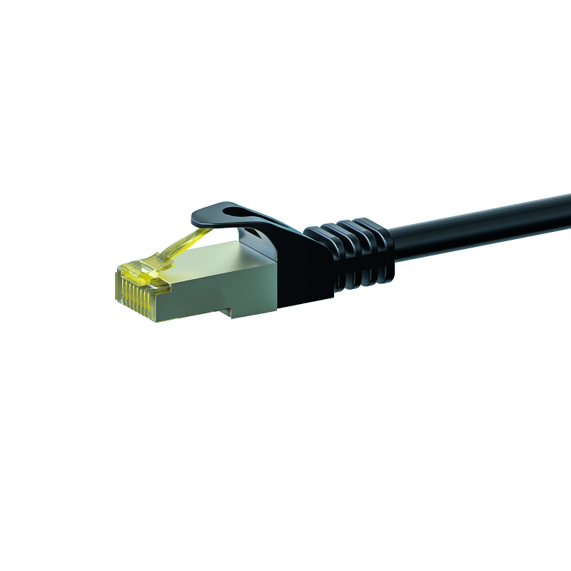 RJ45 Netzwerkkabel S/FTP (PiMF), mit CAT 7 Rohkabel, Schwarz, 7,50m