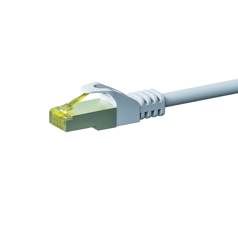 RJ45 Netzwerkkabel S/FTP (PiMF), mit CAT 7 Rohkabel, Weiß, 1,50m