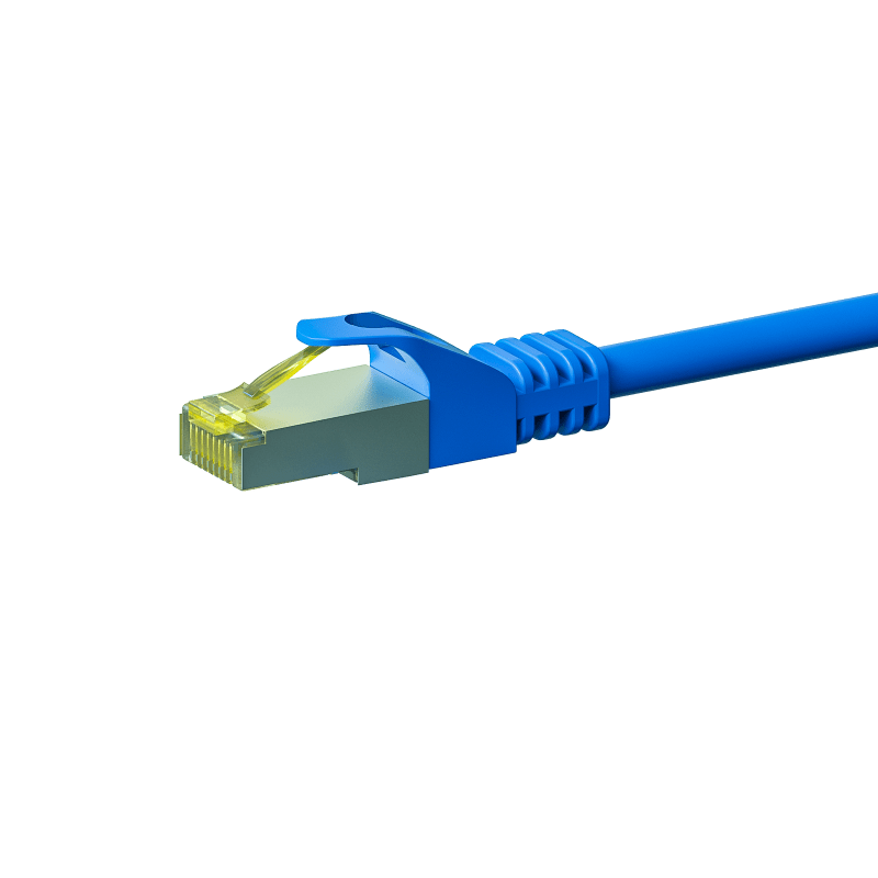 RJ45 Netzwerkkabel S/FTP (PiMF), mit CAT 7 Rohkabel, Blau, 1m