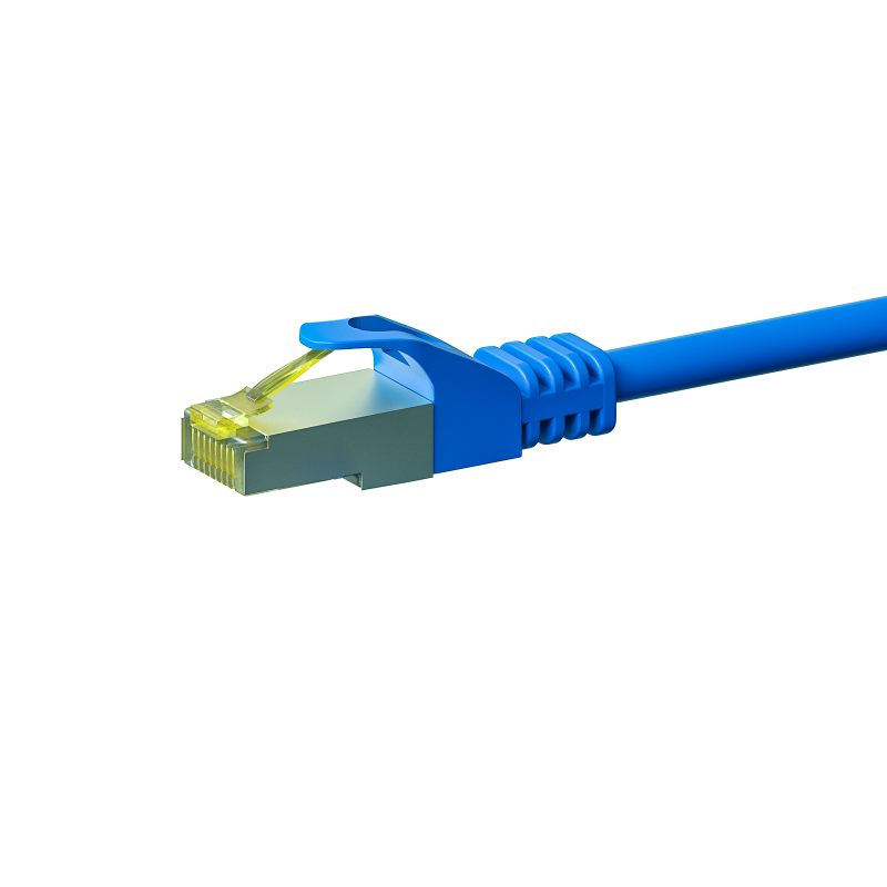 RJ45 Netzwerkkabel S/FTP (PiMF), mit CAT 7 Rohkabel, Blau, 1,50m