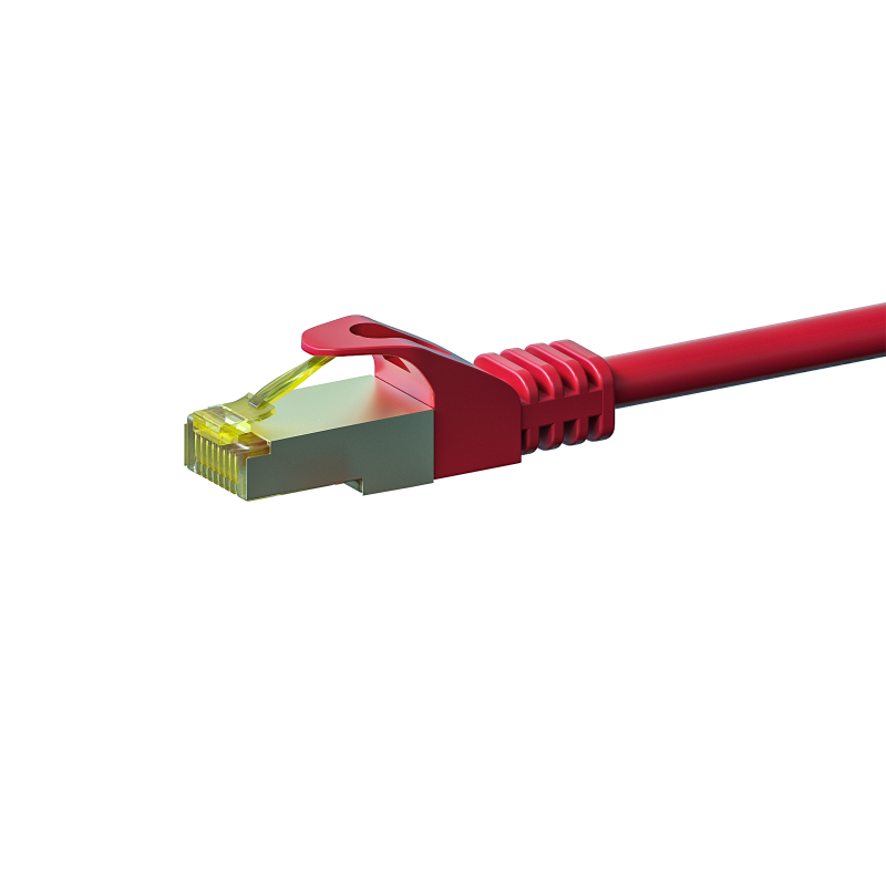 RJ45 Netzwerkkabel S/FTP (PiMF), mit CAT 7 Rohkabel, Rot, 50m