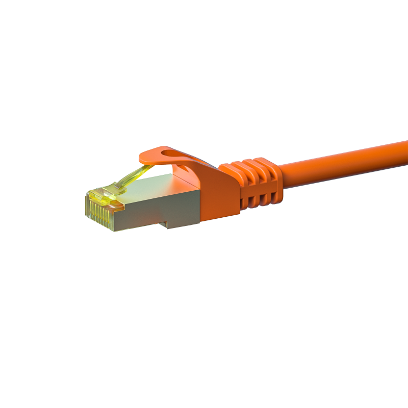 RJ45 Netzwerkkabel S/FTP (PiMF), mit CAT 7 Rohkabel, Orange, 3m