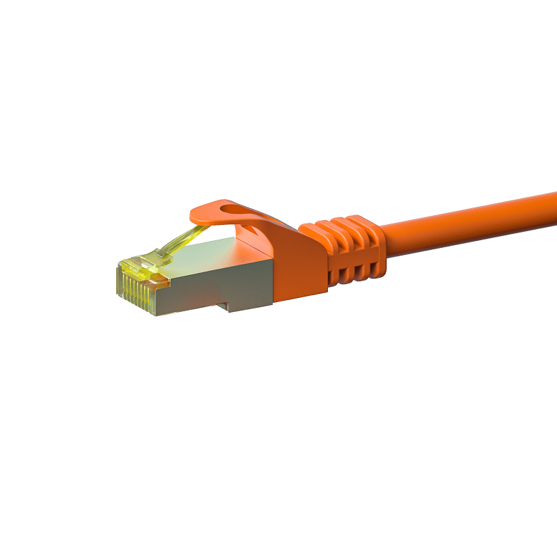 RJ45 Netzwerkkabel S/FTP (PiMF), mit CAT 7 Rohkabel, Orange, 7,50m