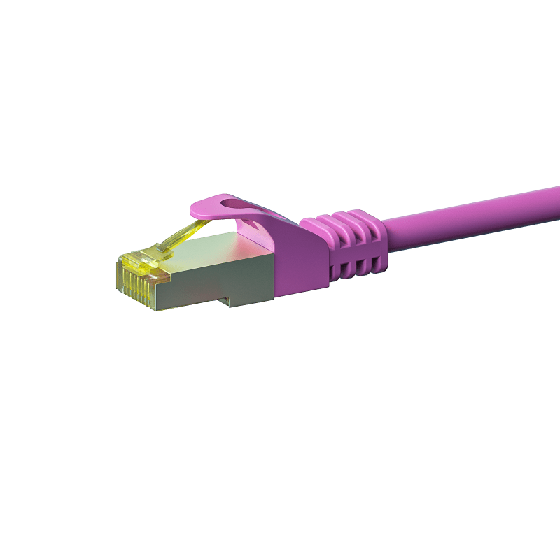 RJ45 Netzwerkkabel S/FTP (PiMF), mit CAT 7 Rohkabel, Rosa, 1m