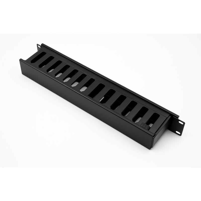 19 Zoll Kabelkanal mit Schiebedeckel – Kunststoff, 1HE