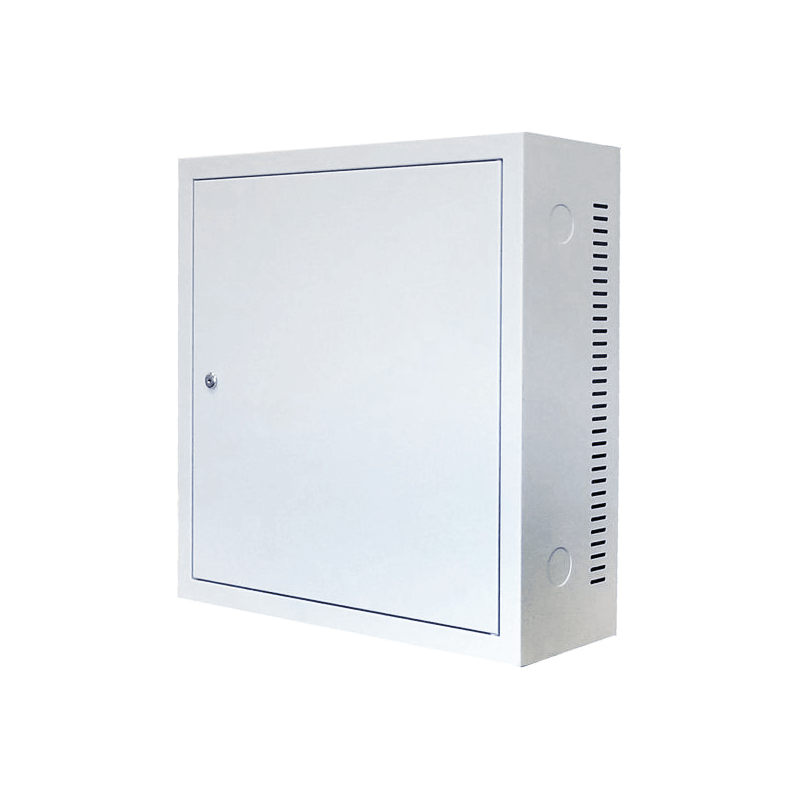 3HE Wandschrank Weiß mit Metalltür 185mm tief